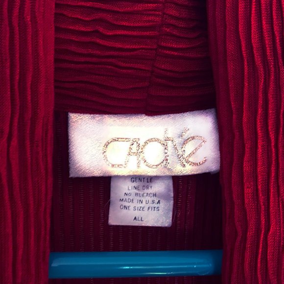 Vintage 90's 2-piece evening/cocktail outfit by Cache, deep red crinkle fabric - Picture 3 of 6